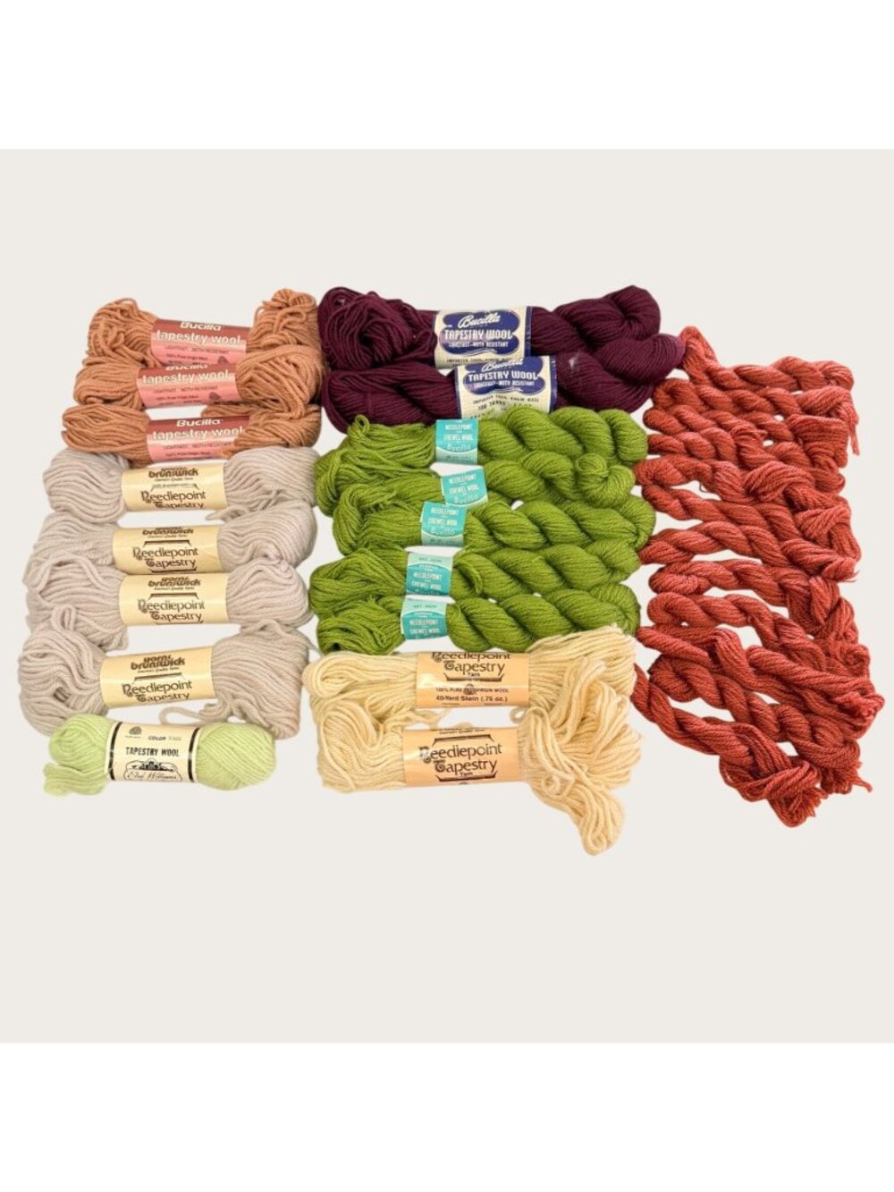 Lot Of 29 Tapestry Crewel Needlepoint Wool Yarn Bucilla Brunswick Elsa Williams